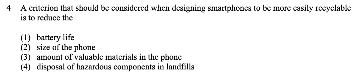 Smartphone Chemistry Cluster Question 4